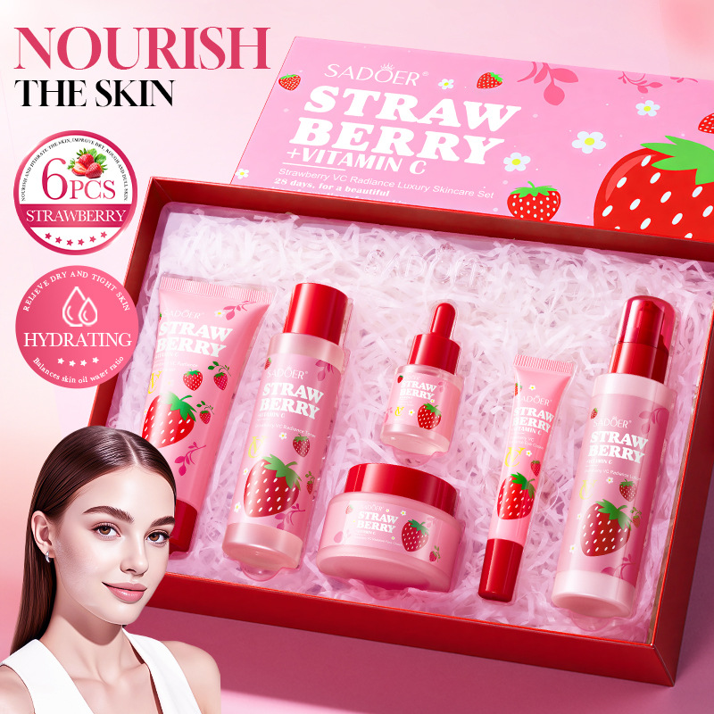 Luxury Skincare Gifts For Women - 딸기 VC 브라이트닝 럭셔리 케어 6종