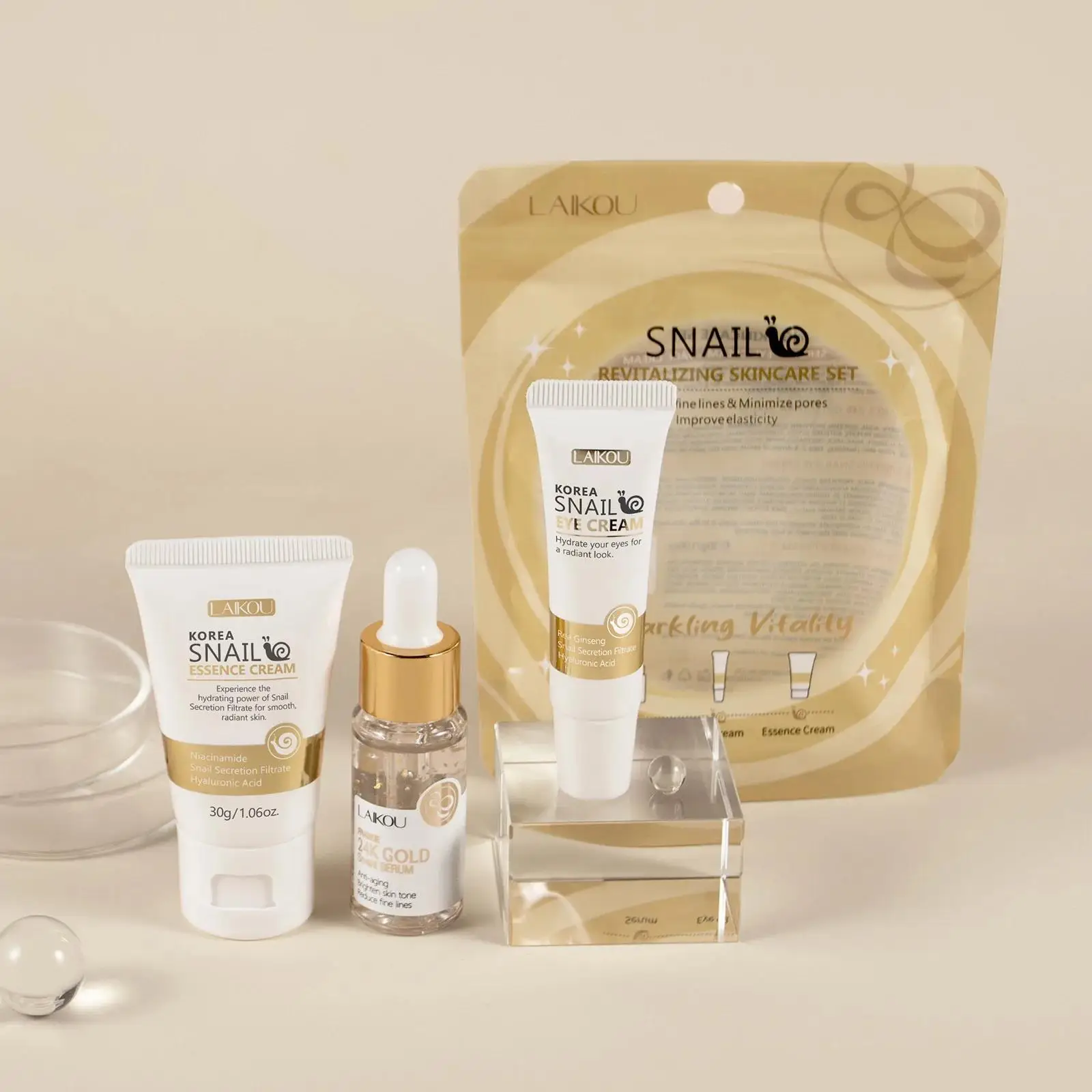 Luxury Skincare For Women - 24K 골드 달팽이 리페어 세럼 아이